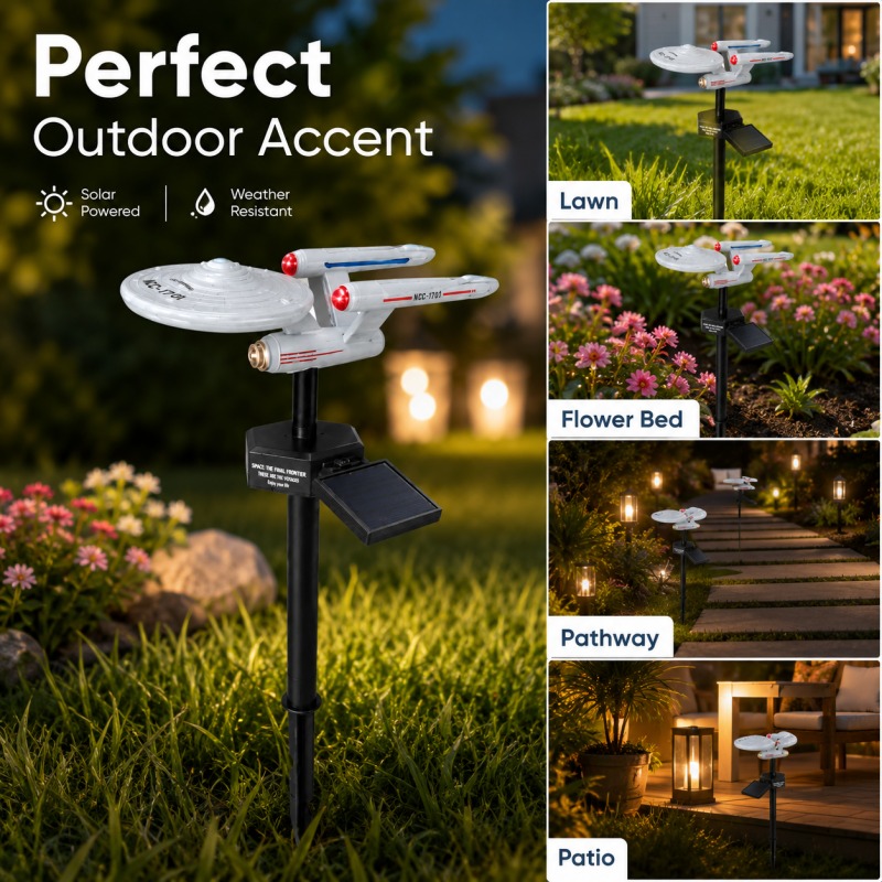 Smart Garden Light Camera - ไฟประดับสวนรูปยานอวกาศ Star Trek USS Enterprise แบบเสียบลงดิน