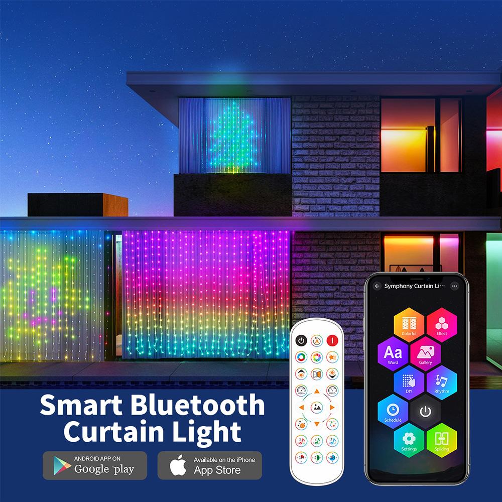Smart Garden Rooms - ไฟม่านอัจฉริยะ LED RGB ไฟเส้นกันน้ำ IP65 พร้อมซิงค์เพลง