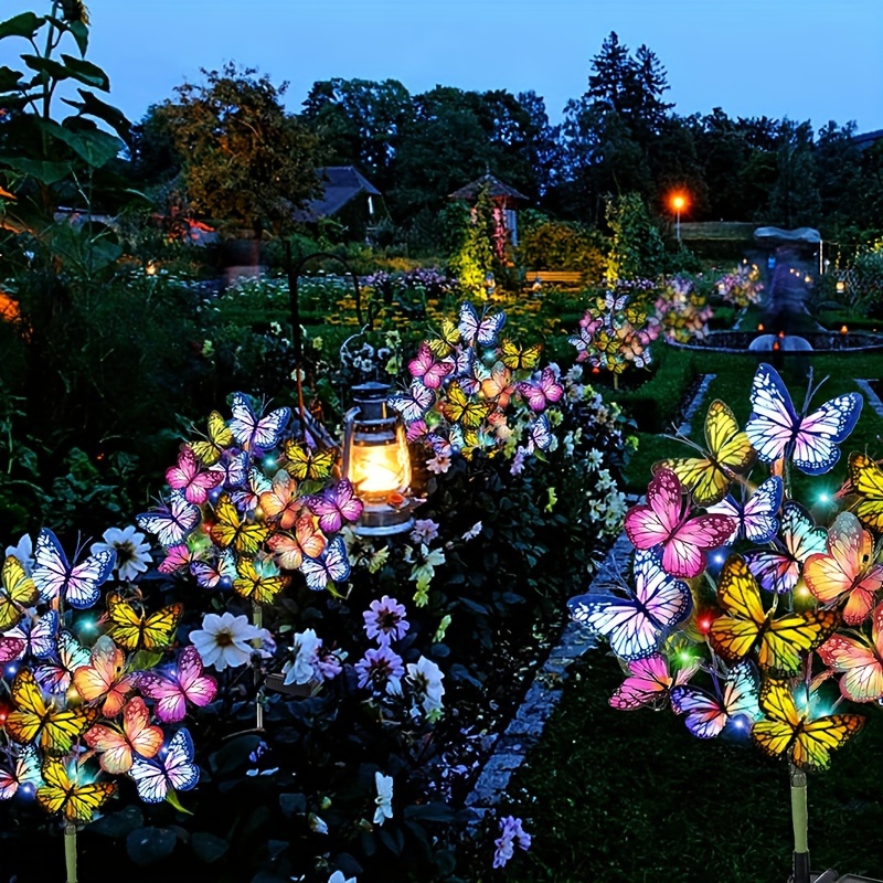 Smart Garden Light Camera - พลังงานแสงอาทิตย์ LED สวนผีเสื้อไฟกันน้ําที่มีสีสันโคมไฟสนามหญ้ากลางแจ้งสําหรับลานลานเทศกาลคริสต์มาสตกแต่งหลังคา