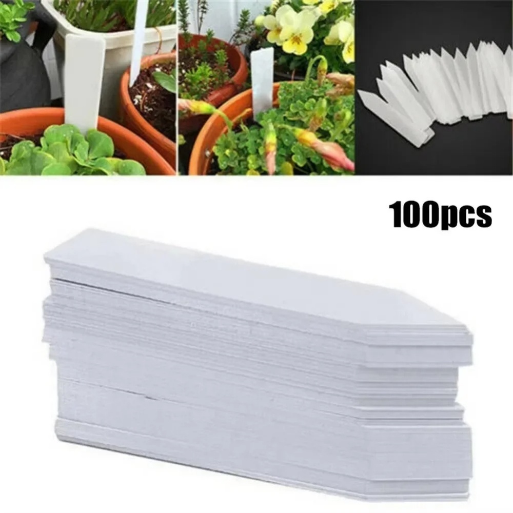 Garden Journal Planner - ป้ายติดต้นไม้ 100 ชิ้น อุปกรณ์เสริมสำหรับต้นไม้ ป้ายพลาสติกสำหรับกระถางดอกไม้ ป้ายระบุชื่อสำหรับสถานรับฝากต้นไม้