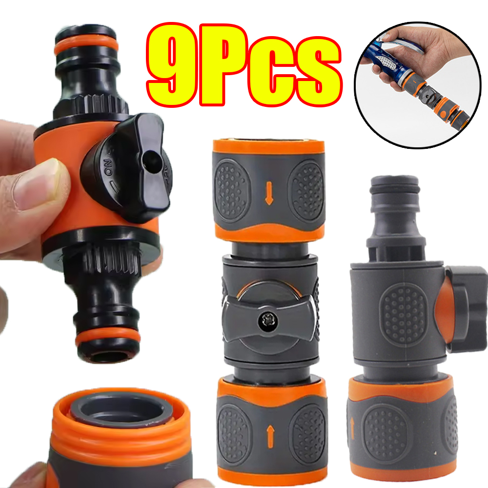 Smart Garden Hose Valve - 1-9 ชิ้น อะแดปเตอร์เชื่อมต่อสายยางสวนแบบเร็ว พร้อมวาล์วปิด-เปิดน้ำ สำหรับก๊อกน้ำ ปืนฉีดน้ำ