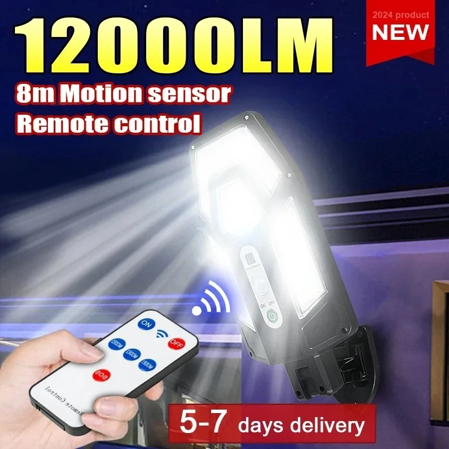 Smart Garden Light Camera - โคมไฟติดผนังพลังงานแสงอาทิตย์ทรงพลัง 12000 ลูเมน พร้อมรีโมท ไฟส่องสว่างกลางแจ้งกันน้ำระดับ IP65