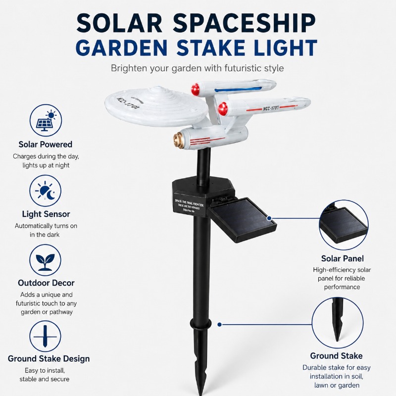 Smart Garden Light Camera - ไฟประดับสวนรูปยานอวกาศ Star Trek USS Enterprise แบบเสียบลงดิน
