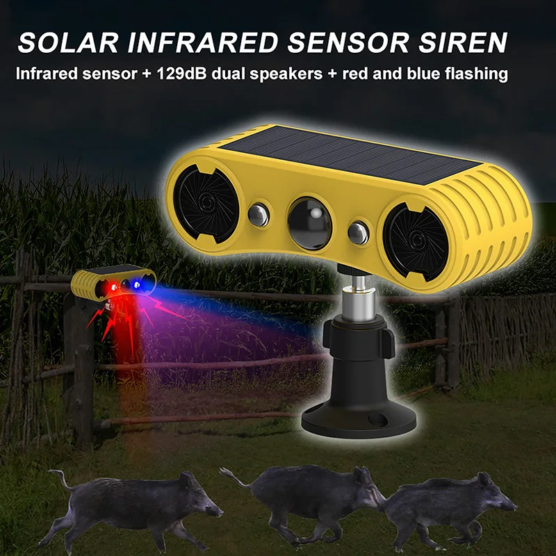 Smart Garden Light Camera - ไฟเตือนเซ็นเซอร์ตรวจจับความเคลื่อนไหวพลังงานแสงอาทิตย์ ไฟ LED สีแดงและสีน้ำเงิน แบตเตอรี่ 18650