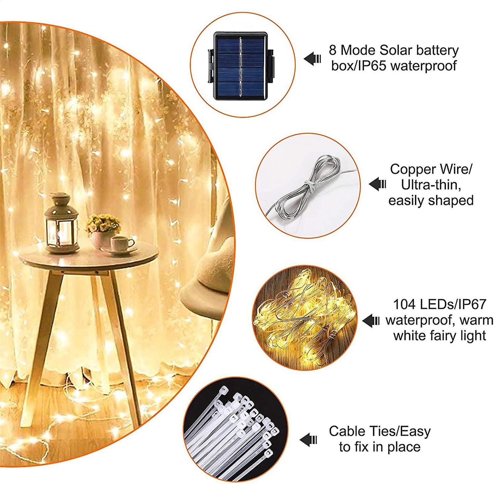 Smart Garden Light Camera - ไฟประดับร่มโซลาร์เซลล์ 104 LED ไฟประดับร่มกันแดดกลางแจ้ง กันน้ำ ไฟโซลาร์เซลล์สำหรับสวน