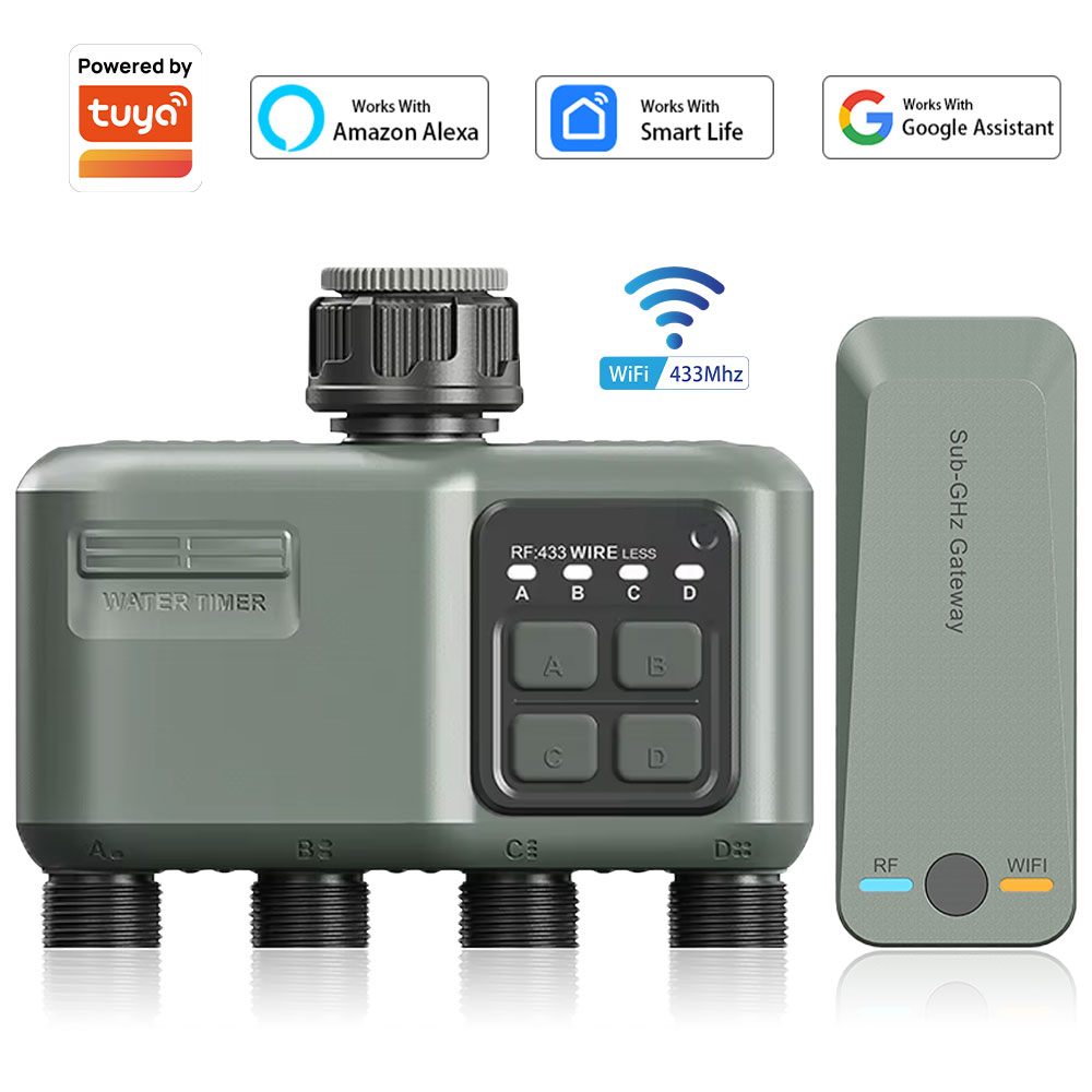 Smart Garden Herb - ตัวตั้งเวลาควบคุมการรดน้ำแบบตั้งโปรแกรมได้ 4 ช่อง สำหรับสายยางรดน้ำสวน พร้อมระบบหน่วงเวลาเมื่อมีฝนตก/ระบบรดน้ำอัตโนมัติ ระบบชลประทานแบบดิจิตอลสำหรับสนามหญ้า