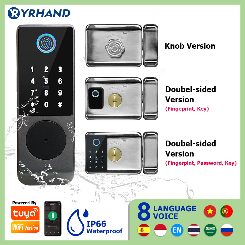 Smart Garden Lock - Tuya สมาร์ทล็อคกันน้ำ Wifi คู่ลายนิ้วมือล็อคสมาร์ทดิจิตอลรหัสประตูล็อคอิเล็กทรอนิกส์สำหรับความปลอดภัยในบ้าน Mortise