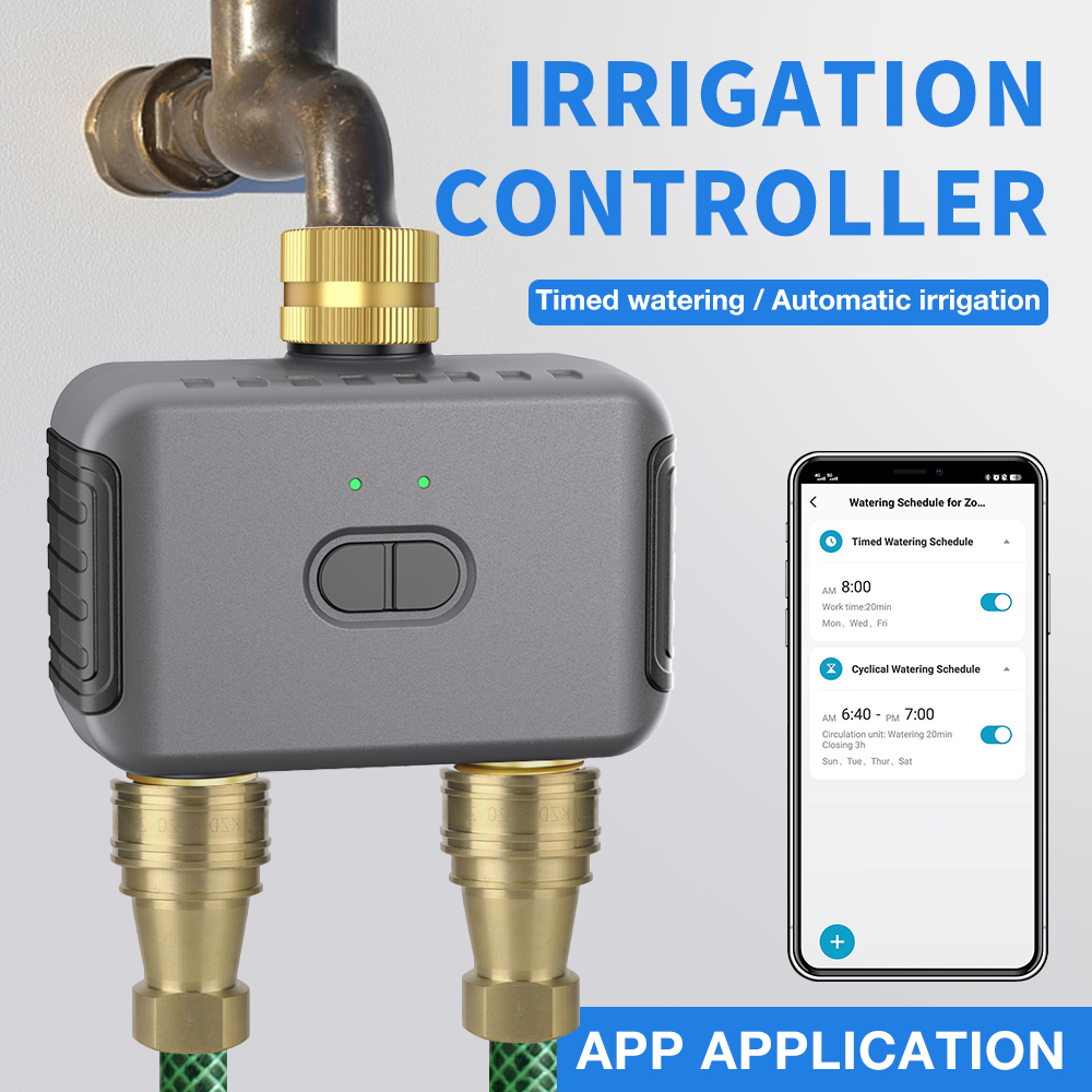 Smart Garden Lock - Tuya 2 โซนรดน้ําจับเวลาสวนชลประทานอัตโนมัติ Controller ระบบรดน้ําหยด Sprinkler