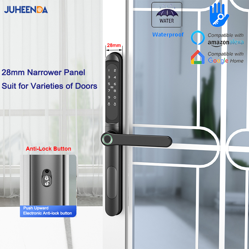 Smart Garden Lock - แอป ttlock ตัวล็อคประตูอลูมิเนียมอัจฉริยะกันน้ำรหัสผ่านดิจิตอลตัวล็อคประตูกระจกบานเลื่อนอิเล็กทรอนิกส์ระยะไกล