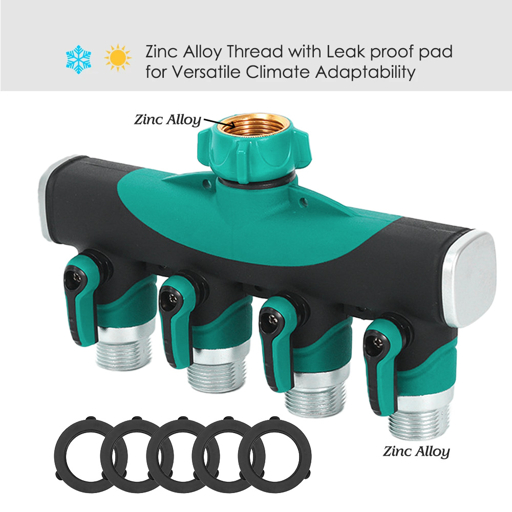 ตัวแยกก๊อกน้ำโลหะแบบหนา 4 ทาง  - Smart Garden Hose Valve บทวิจารณ์และราคา