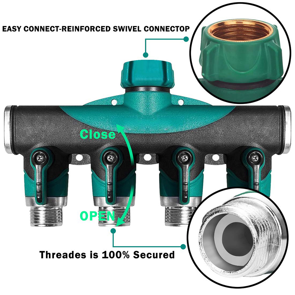 ตัวแยกก๊อกน้ำโลหะแบบหนา 4 ทาง  - Smart Garden Hose Valve บทวิจารณ์และราคา